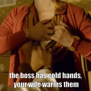 the boss has cold hands, your hotwife warms them