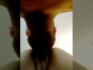 Husband cleans cum out of wife's
