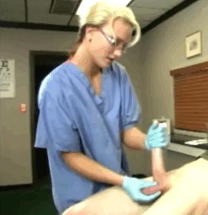 Nurse/Doctor helps him with handjob and grabbing balls
