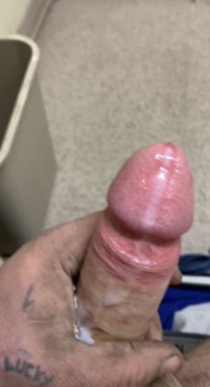 Stroking a nice load out in the bathroom at work