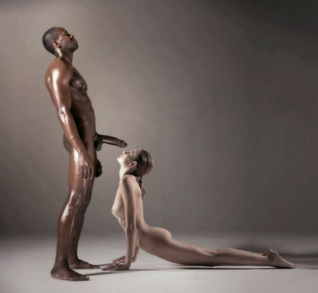 Artistic interracial blowjob