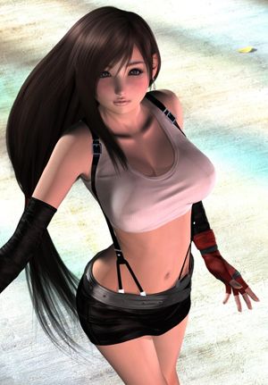 Non-nude pic of Tifa Lockhart with visible nipples.