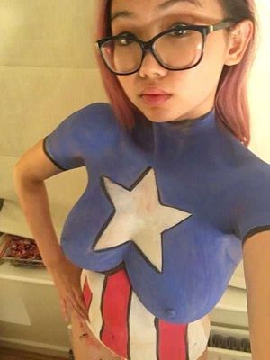 Nice Captain America body paint