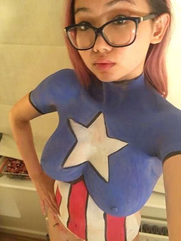 Nice Captain America body paint