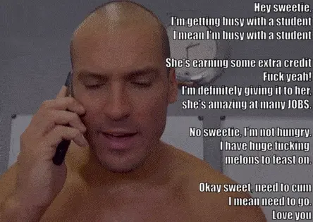 Professor fucking student, while wife on the phone