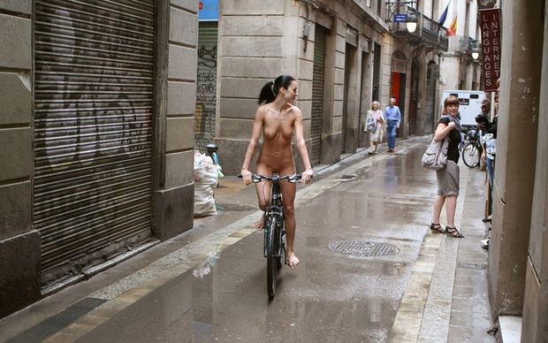Showing off on her bike