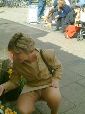 Sara flashing her stockings and panties