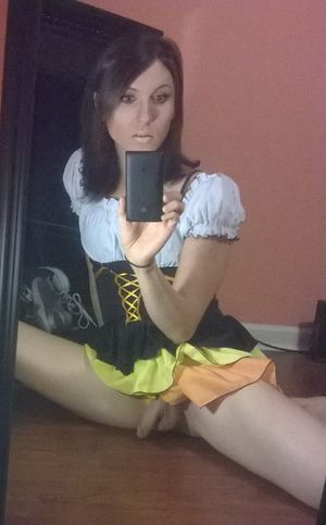 Amateur trap milk maid in need of milking.