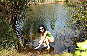 beautiful babe without panties on nature -1