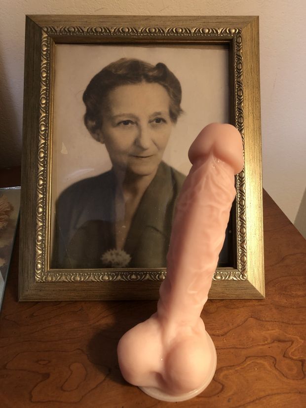 Gramma likes my new dildo