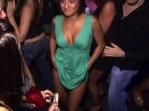 Wild Babe In Green Dress Flashes Her Perfect Body To The Camera