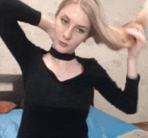 Blonde student having fun with her perky tits