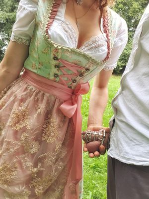 Holding her jewels in public