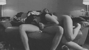 Basement couch blowjob