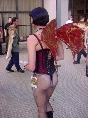 Slutty cosplay fairy in corset