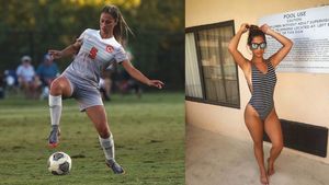 Fit collegiate brunette soccer player