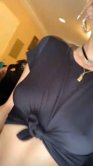 Lea elui without bra. Close up picture