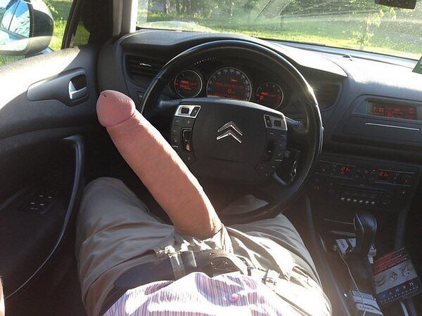 Showing cock in car