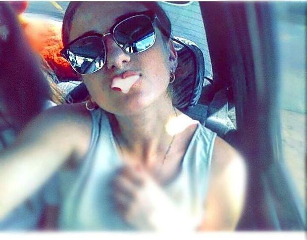 nice babe with cum in mouth self shot in piblic