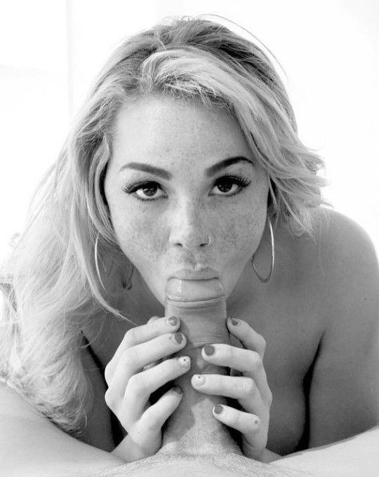 In her mouth