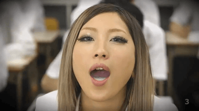 Aika play with cum then swallow