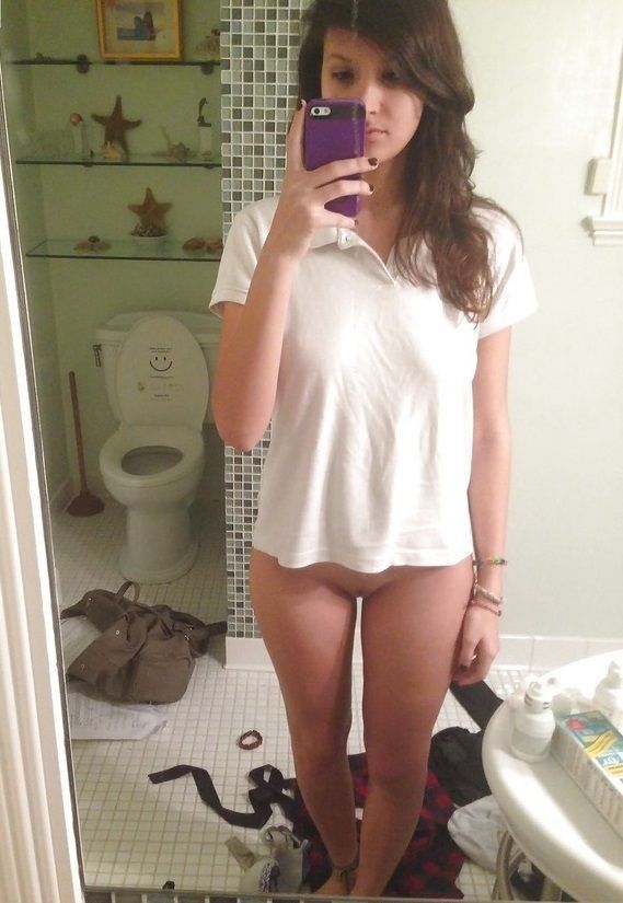 Teen With Her Panties Off Selfie In The Bathroom