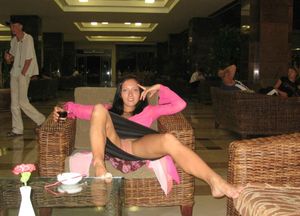 flasing in the hotel lobby