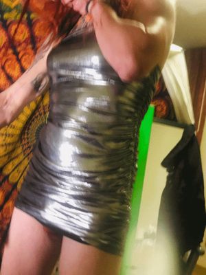 shiny silver mini-dress
