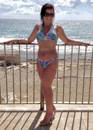 Hot Bikini MILF in Heels on the Deck