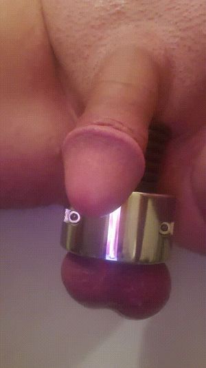 Tiny sissy clit with stretched balls GIF