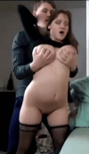 Enjoying the cock between my buttocks shaking and squeezing my juicy boobs