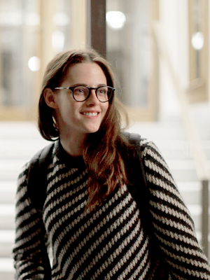 Adorable brunette geek Kristen Stewart