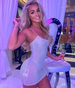 Cutie with see-through dress