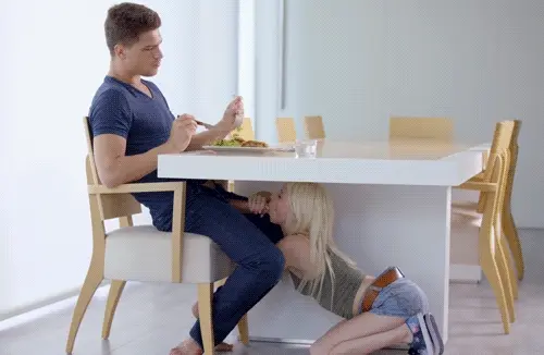 Blowjob under the table