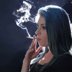 Brunette smoking