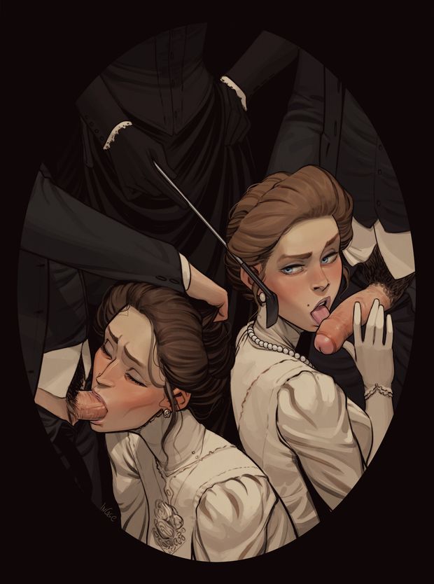 Two fine ladies sucking penises in a dignified fashion