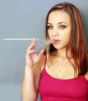 Smoking really long cigarette