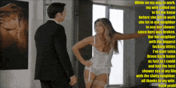 Husband rushes home to get very dirty in the shower with the slut next door