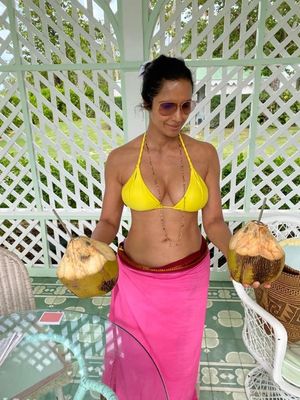 Padma holding two nuts ...lol