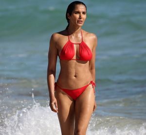 Lakshmi Padma in her red cutout bikini