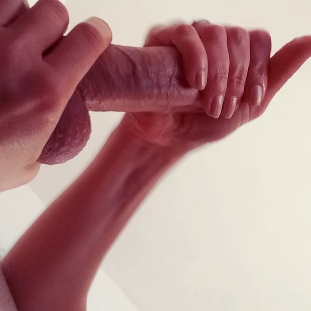 Wife massaging my dick