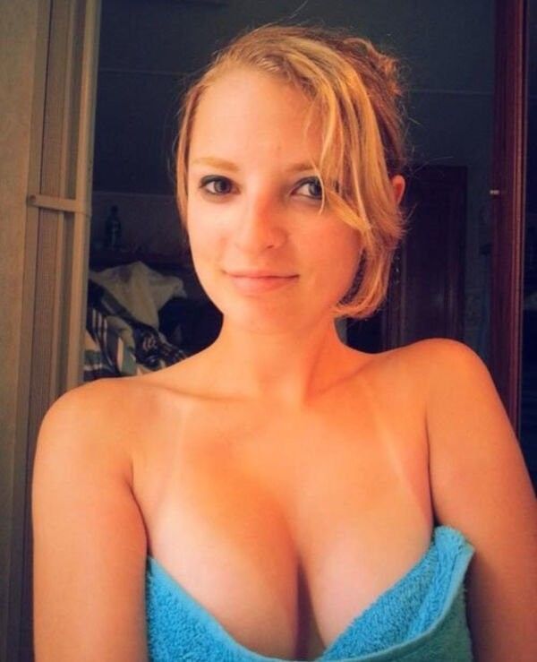 Sexy blonde with tan lines