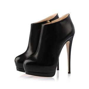 Black Fall Boots Closed Toe Platform Stiletto Heel Fashion Booties