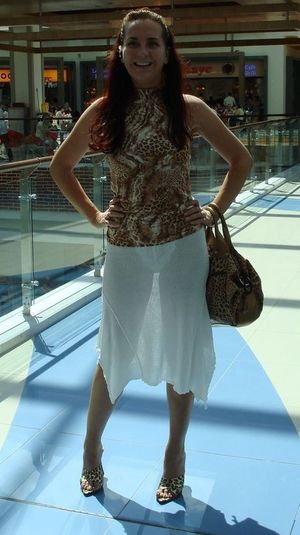 Happy with her see thru