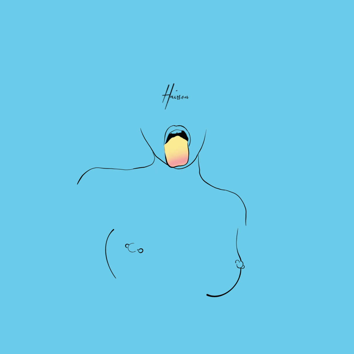 Minimalist Tongue out with pierced nips
