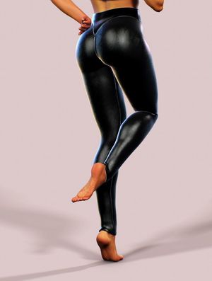 wetlook leggings with over thong