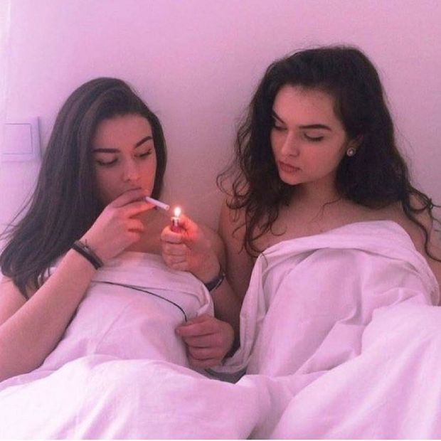 Lesbians Lighting Up After Having Sex