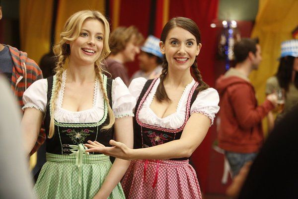 Gillian Jacobs and Alison Brie in dirndls.