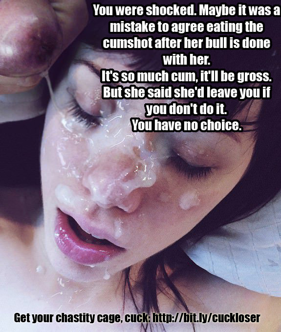 Cumeating Cuckold captions (Cheating girlfriend with facial cumshot)