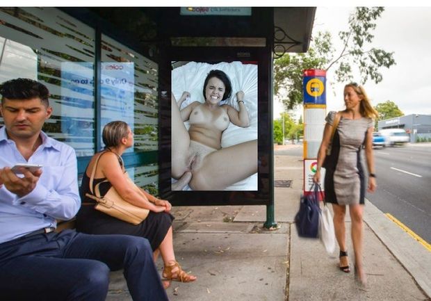 public assfuck advertising at busstop